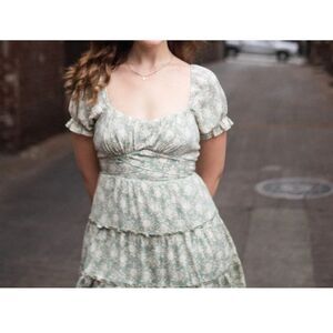 pastel green floral‎ mini summer dress - Trixxi - Size Large
